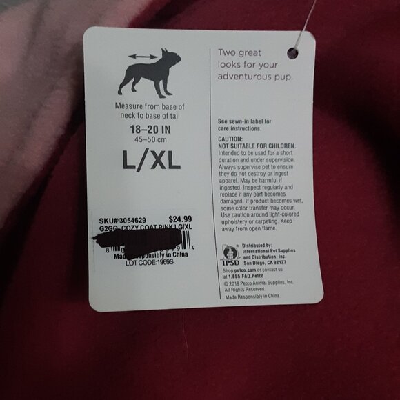 Reversible fleece Pink Velcro easy on/off NWT smaller large size dog - Picture 5 of 5